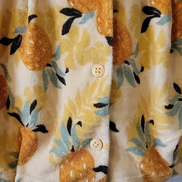 JANIE AND JACK YELLOW PINEAPPLE TERRYCLOTH HOODED SWIM COVER-UP, SIZE 12-18 MONT - Picture 3 of 4